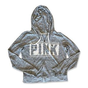 PINK grey zip up hoodie sweatshirt